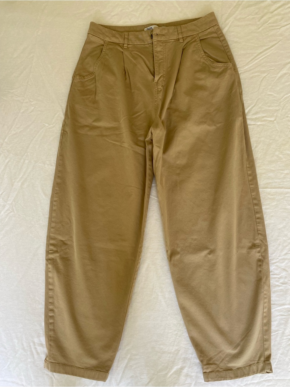 Zara Khaki Relaxed-Fit Chinos